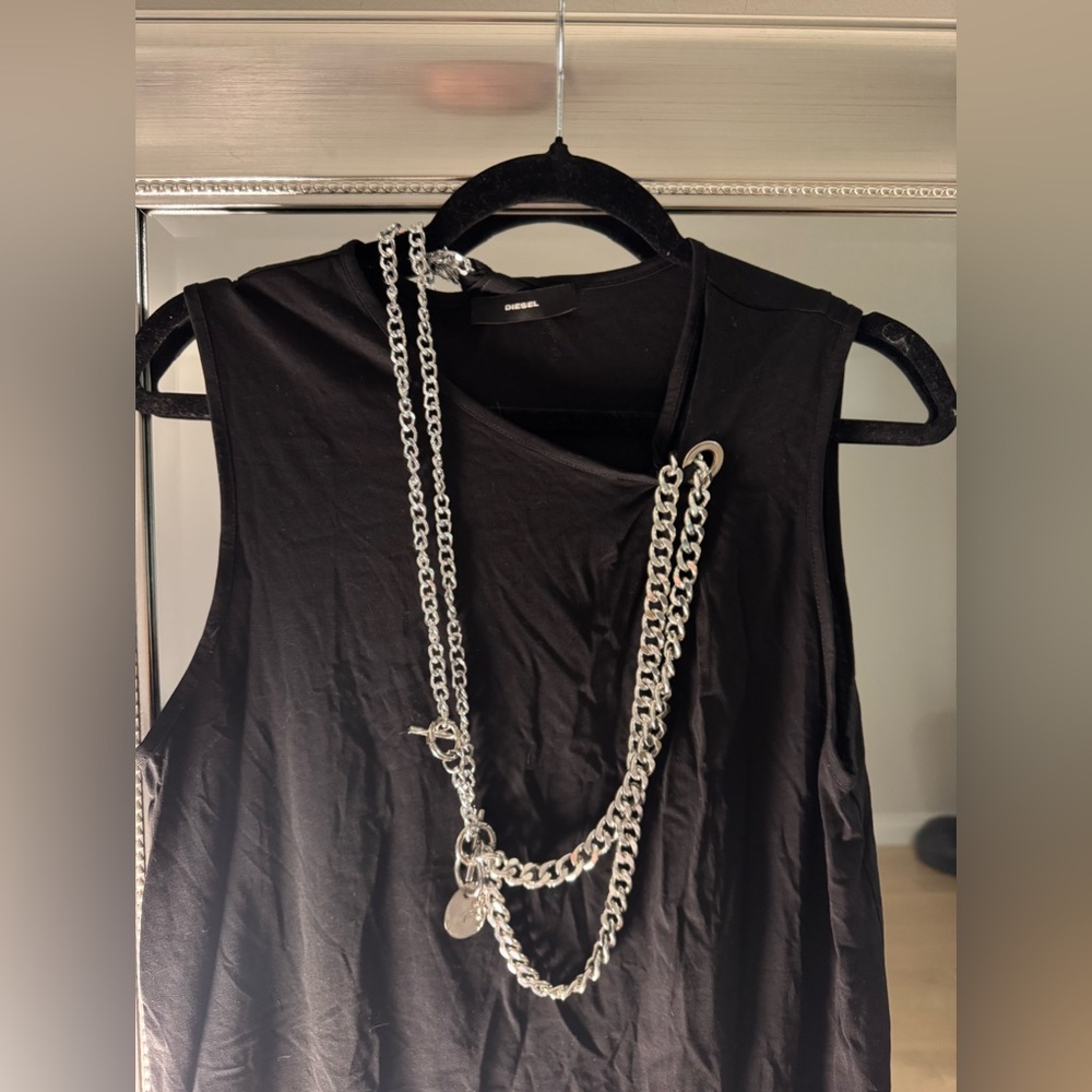 Shift Dress w/ Silver Chain Necklace – S — Diesel